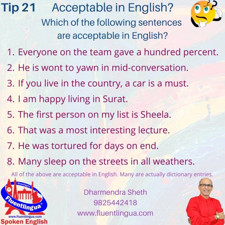 Tip 21 Acceptable in English or not